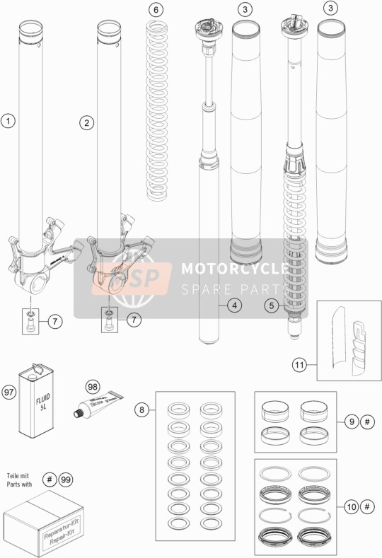 R14047T, Guide Bushing Set Fork 48mm, KTM, 4