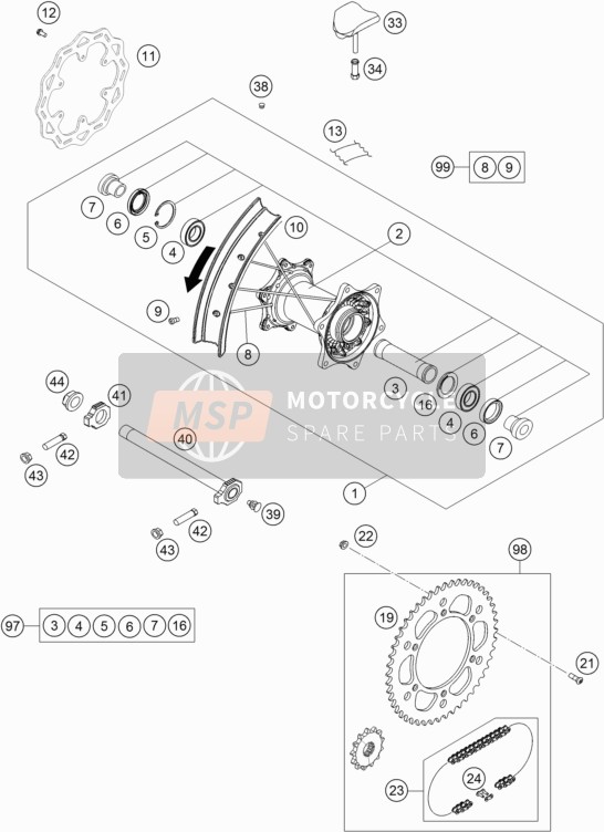 KTM 350 EXC-F CKD, Brazil 2022 REAR WHEEL 2 for a 2022 KTM 350 EXC-F CKD, Brazil