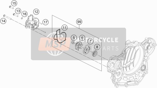 KTM 500 EXC-F US 2022 WATER PUMP for a 2022 KTM 500 EXC-F US