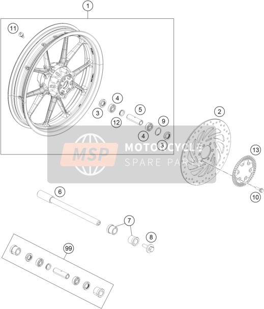 KTM 250 DUKE, silver - B.D. 2022 Roue avant pour un 2022 KTM 250 DUKE, silver - B.D.