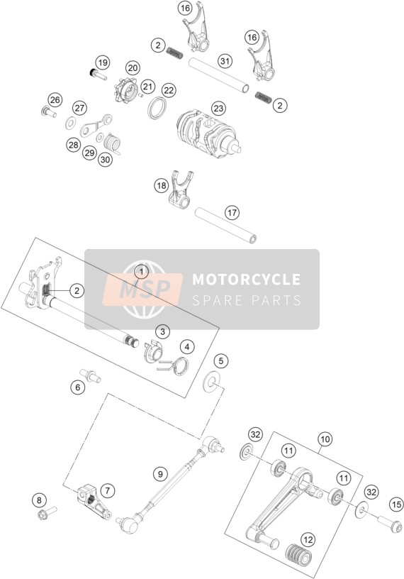 KTM 200 DUKE, orange B.D. 2021 SHIFTING MECHANISM for a 2021 KTM 200 DUKE, orange B.D.