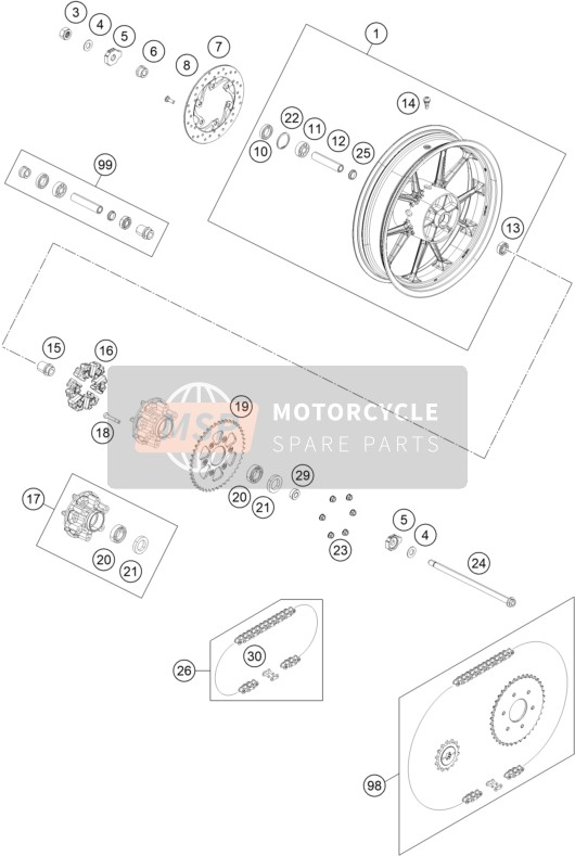 KTM 250 DUKE, black w/o ABS-B.D. 2023 REAR WHEEL for a 2023 KTM 250 DUKE, black w/o ABS-B.D.