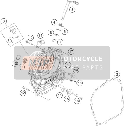 KTM 390 DUKE, silver - CKD, Colombia 2021 CLUTCH COVER 1 for a 2021 KTM 390 DUKE, silver - CKD, Colombia