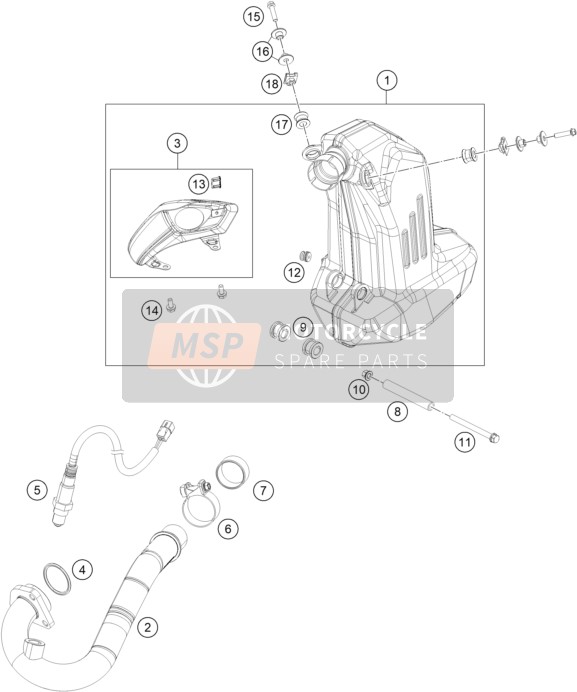 KTM 200 DUKE, black, w/o ABS - CKD 2021 Système d'échappement pour un 2021 KTM 200 DUKE, black, w/o ABS - CKD