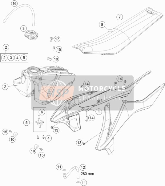 KTM 85 SX 19/16 2022 TANK, SEAT for a 2022 KTM 85 SX 19/16