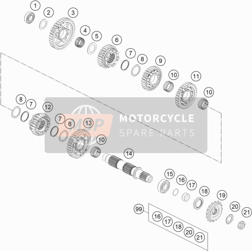 58033029016, Engine Sprocket 16 T, KTM, 1