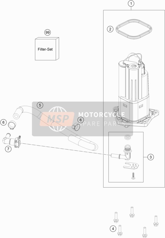 KTM 890 DUKE L, black 2021 Benzine pomp voor een 2021 KTM 890 DUKE L, black