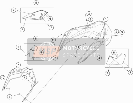 C90708054000BS, Fuel Tank Fairing, KTM, 0