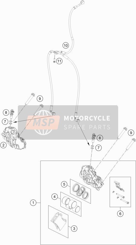 63613016000, Front Brake Caliper, Right, KTM, 0