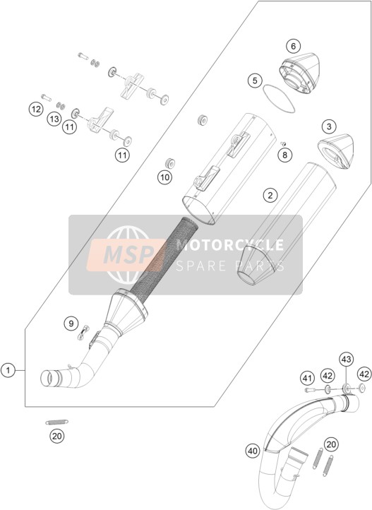 KTM 250 XC-F, United States 2022 Exhaust System 1 for a 2022 KTM 250 XC-F, United States