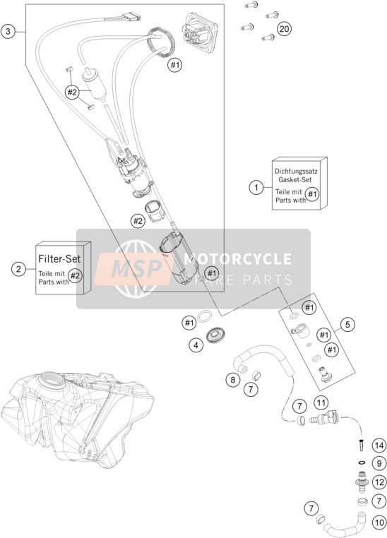 KTM 450 SX-F FACTORY EDITION US 2021 Benzine pomp 1 voor een 2021 KTM 450 SX-F FACTORY EDITION US