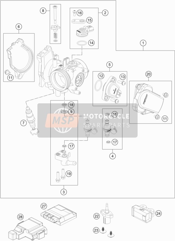 KTM 250 SX-F TROY LEE DESIGNS 2021 THROTTLE BODY 1 for a 2021 KTM 250 SX-F TROY LEE DESIGNS