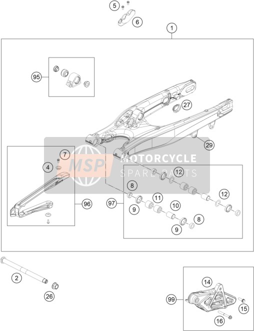 KTM 350 XCF-W 2022 SWING ARM for a 2022 KTM 350 XCF-W