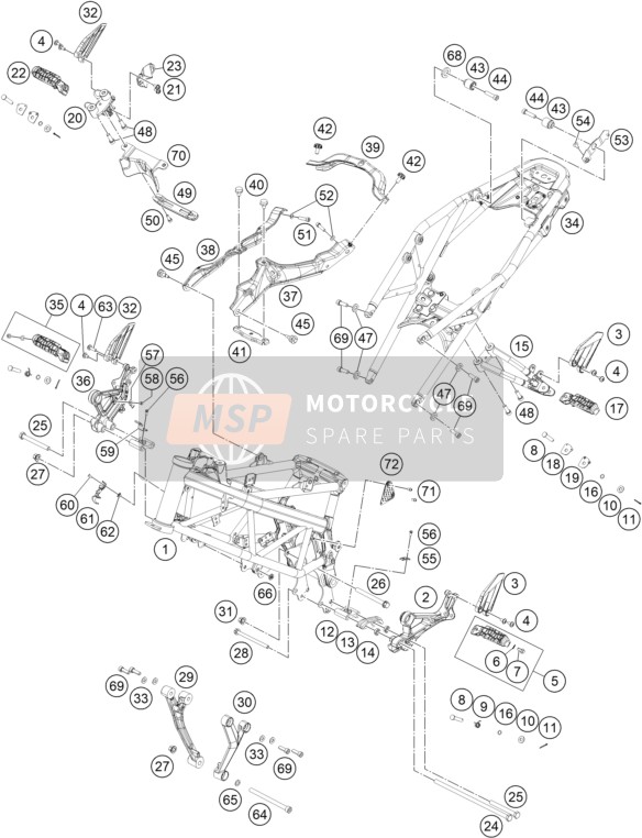 93003150033, Achter Footpeg Cmpl. Links, KTM, 1