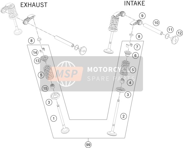 KTM 200 DUKE, white 2023 Commande de soupape pour un 2023 KTM 200 DUKE, white