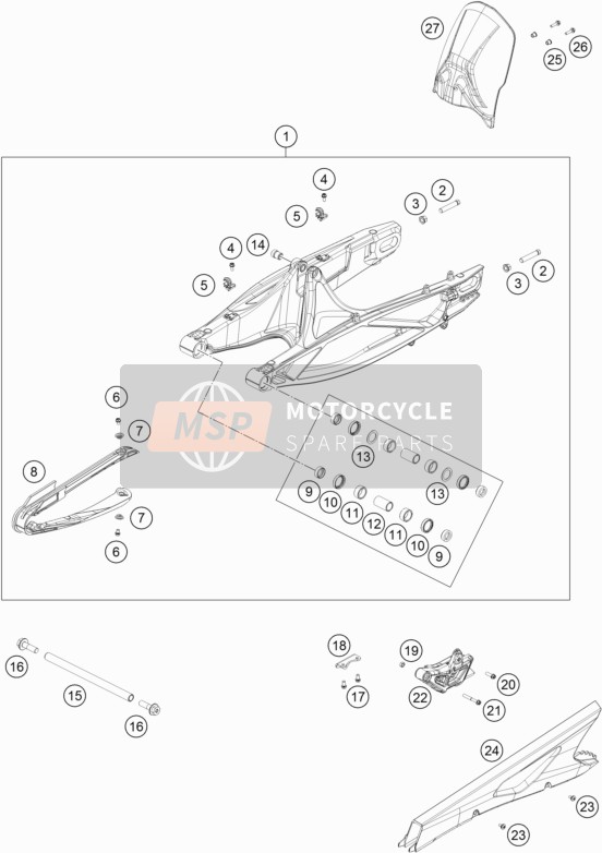 KTM 790 ADVENTURE,orange-CKD w/o engine 2021 SWING ARM for a 2021 KTM 790 ADVENTURE,orange-CKD w/o engine