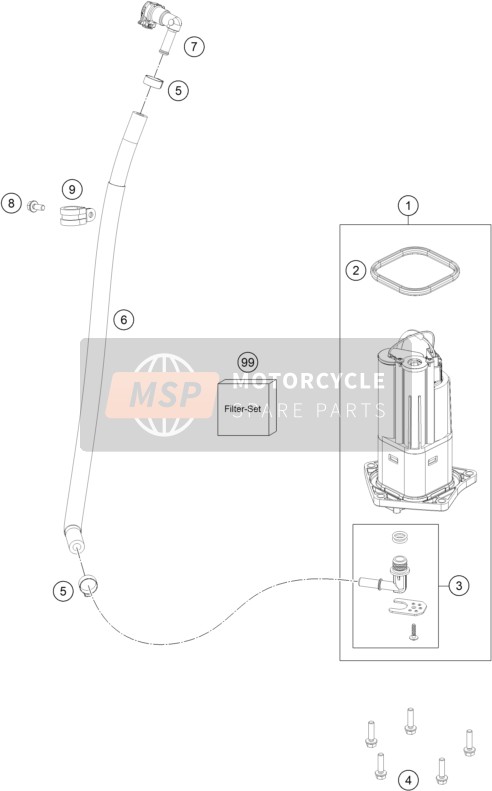 KTM 790 ADVENTURE, white-CKD w/o engine 2021 Benzine pomp voor een 2021 KTM 790 ADVENTURE, white-CKD w/o engine