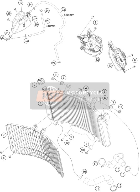 KTM 890 ADVENTURE R RALLY, United States 2021 COOLING SYSTEM 1 for a 2021 KTM 890 ADVENTURE R RALLY, United States