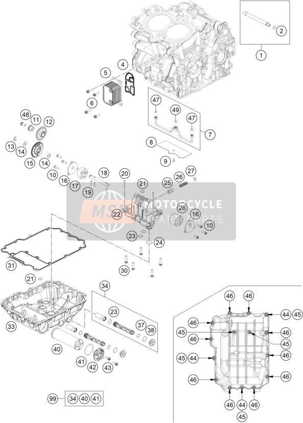 63538001022, Oil Pump Idler Wheel 22 Teeth Cpl., KTM, 0