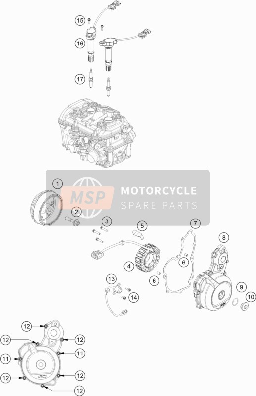 KTM 790 ADVENTURE, orange 2021 Système de mise à feu pour un 2021 KTM 790 ADVENTURE, orange