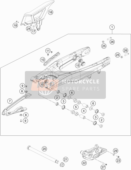 76704037000, Swingarm Pivot M16X1.5, KTM, 1