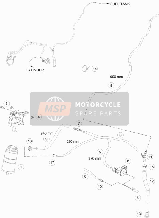 KTM 690 SMC R, United States 2021 EVAPORATIVE CANISTER for a 2021 KTM 690 SMC R, United States