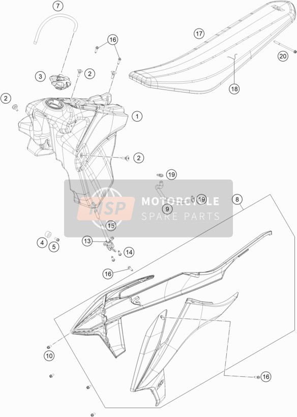 KTM 300 EXC CKD, Brazil 2022 TANK, SEAT for a 2022 KTM 300 EXC CKD, Brazil