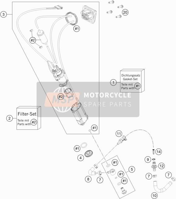 KTM 250 EXC SIX DAYS TPI 2022 Benzine pomp voor een 2022 KTM 250 EXC SIX DAYS TPI