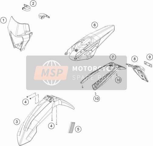 KTM 150 EXC 2023 MASK, FENDERS for a 2023 KTM 150 EXC