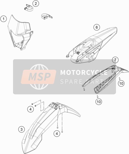 KTM 250 XC-W TPI 2022 MASK, FENDERS 1 for a 2022 KTM 250 XC-W TPI