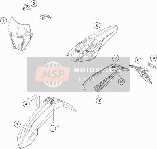 KTM 300 EXC CKD 2022 ABDECKUNG, KOTFLÜGEL für ein 2022 KTM 300 EXC CKD