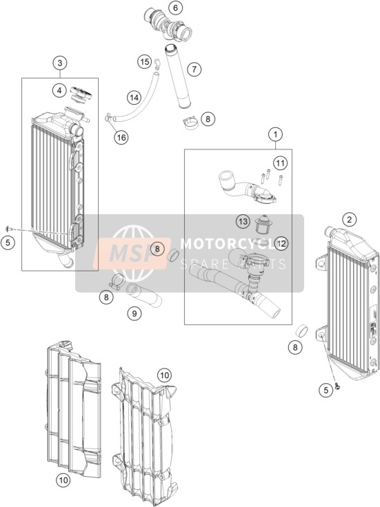 KTM 300 EXC CKD 2022 COOLING SYSTEM for a 2022 KTM 300 EXC CKD