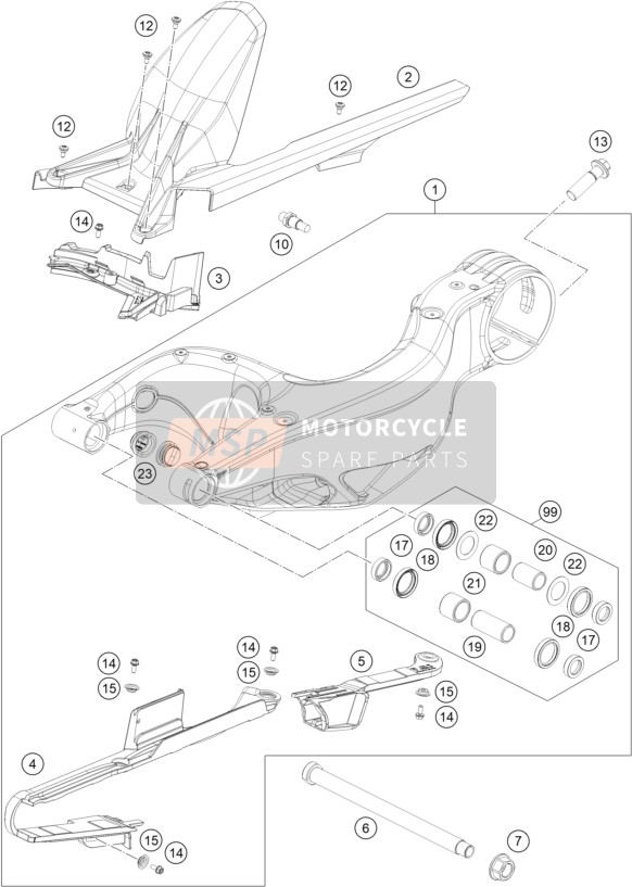 KTM 1290 SUPER DUKE R, orange, United States 2021 SWING ARM for a 2021 KTM 1290 SUPER DUKE R, orange, United States
