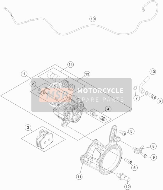 KTM 1290 SUPER DUKE R, black, Europe 2021 REAR BRAKE CALIPER for a 2021 KTM 1290 SUPER DUKE R, black, Europe