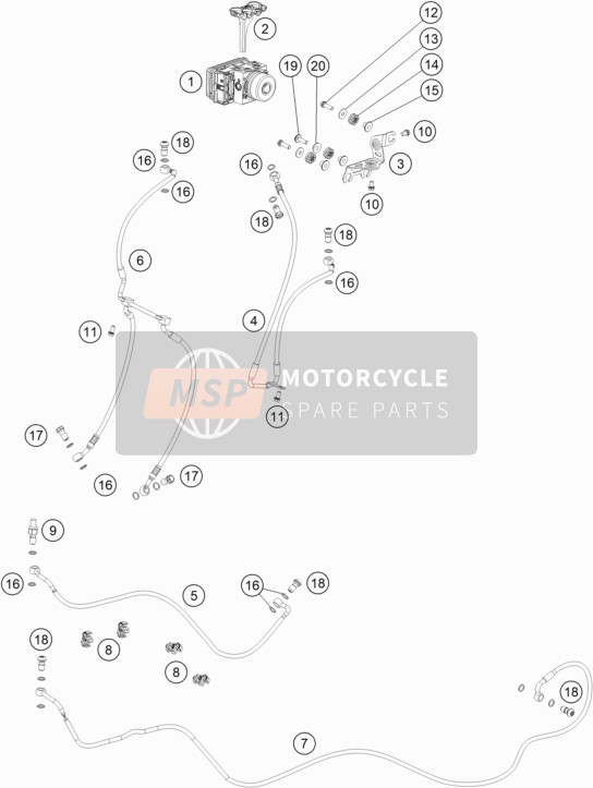 61742004000, Brake Line Rear Brake Caliper/modulator, KTM, 1