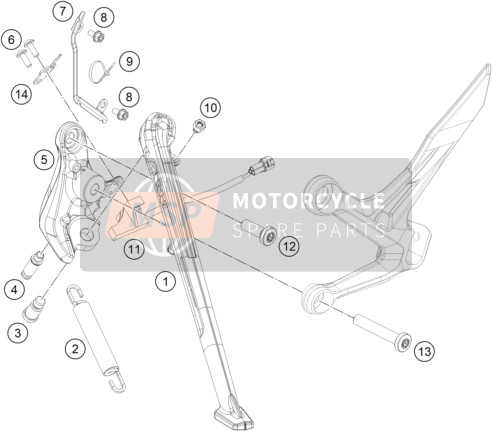 KTM 890 DUKE R, Europe 2021 SIDE / CENTER STAND for a 2021 KTM 890 DUKE R, Europe