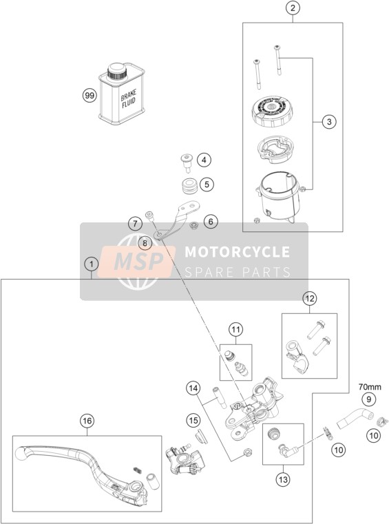 61513028000, Retaining Brkt.,  Front Brake Fluid Cont., KTM, 1