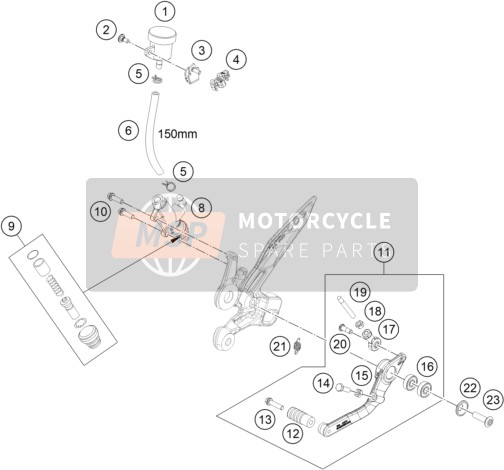 KTM 890 DUKE R CKD 2022 Controllo freno posteriore per un 2022 KTM 890 DUKE R CKD