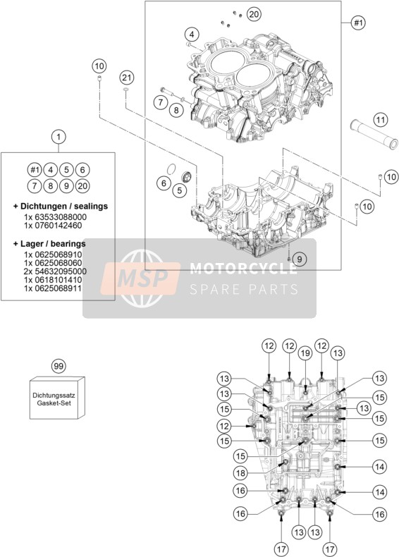 KTM 890 DUKE L, black 2021 ENGINE CASE 1 for a 2021 KTM 890 DUKE L, black