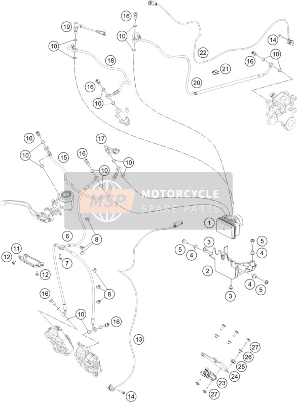 63642003000, Brake Line, Brake Caliper, Front, KTM, 0