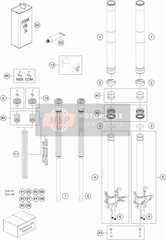 FRONT FORK DISASSEMBLED