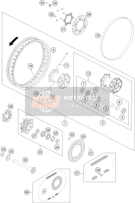 75310173207, Spoke M5X207-27G 18'' Inox, KTM, 0