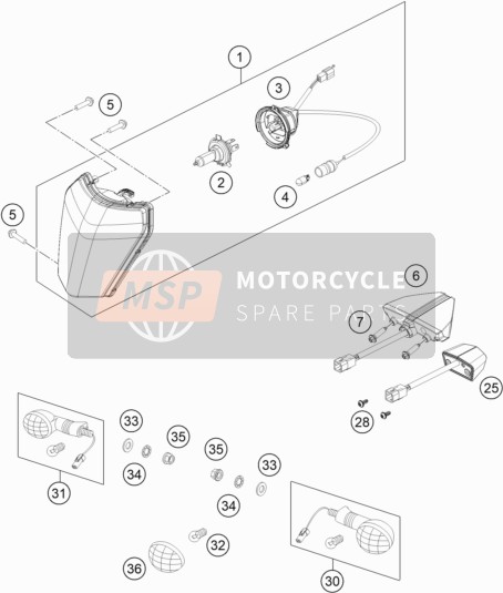 KTM 350 EXC-F WESS 2021 Système d'éclairage 2 pour un 2021 KTM 350 EXC-F WESS