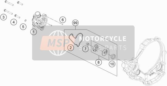 KTM 350 EXC-F WESS 2021 WATER PUMP for a 2021 KTM 350 EXC-F WESS