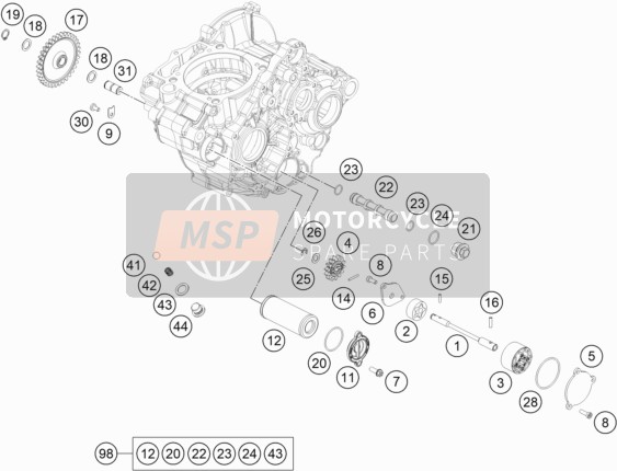 KTM 250 EXC-F SIX DAYS, Europe 2022 LUBRICATING SYSTEM for a 2022 KTM 250 EXC-F SIX DAYS, Europe