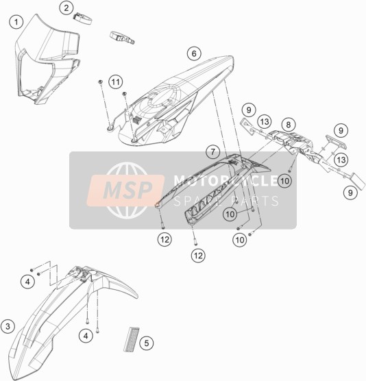 KTM 350 EXC-F, United States 2022 MASK, FENDERS 1 for a 2022 KTM 350 EXC-F, United States