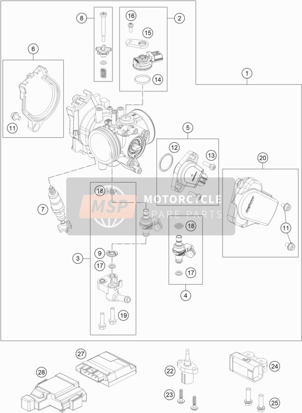 KTM 350 EXC-F SIX DAYS, Europe 2022 THROTTLE BODY for a 2022 KTM 350 EXC-F SIX DAYS, Europe