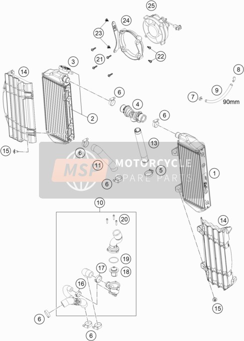 KTM 500 EXC-F EU 2022 COOLING SYSTEM for a 2022 KTM 500 EXC-F EU