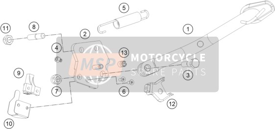 KTM 200 DUKE, white B.D. 2022 Côté / Béquille centrale pour un 2022 KTM 200 DUKE, white B.D.