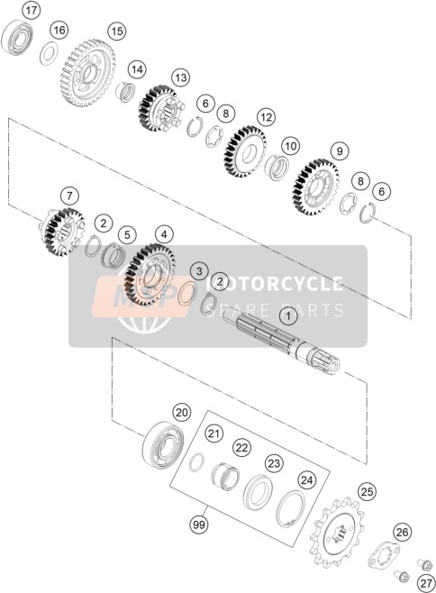 90133011000, Counterwheel 1. Gear, KTM, 0